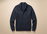 Leander | Herren Strickjacke Schalkragen Waffelstrick – Marineblau