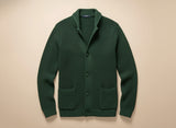 Leander | Herren Strickjacke Schalkragen Waffelstrick – Grün