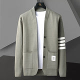 Leandor | Herren Strickjacke Offene Cardigan – Militärgrün