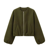 Leichte Bomberjacke Damen – Militärgrün