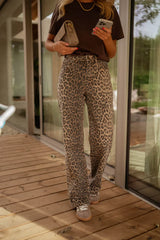 Laura | Schlaghosen Damen modern mit hoher Taille und Komfort – Leopard