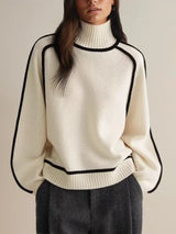 Levka | Damen Rollkragen Pullover Oversize – Weiß