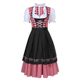 Dörte | Damen Dirndl Oktoberfest Karokleid mit Schürze – Schwarz