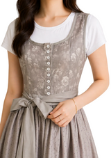 Maren | Damen Dirndl Oktoberfest Kleid mit Schleife – Grau