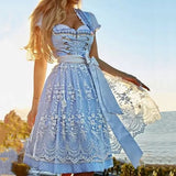 Ilse | Damen Dirndl Oktoberfest Kleid mit Schürze – Blau