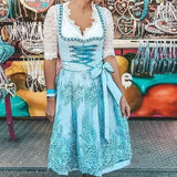 Ilse | Damen Dirndl Oktoberfest Kleid mit Schürze – Hellblau