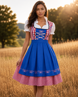 Carla | Damen Dirndl Oktoberfest Trachtenkleid – Blau