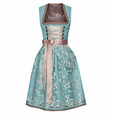 Lieselotte | Damen Dirndl Oktoberfest Trachtenkleid – Türkis-Rosé