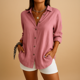 Leichte Langarmbluse für Damen – Rosa
