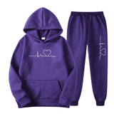 Edith | Damen Hoodie und Jogginghose-Set mit Herzschlagmotiv – Lila