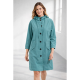 Lilly | Damen Regenjacke mit Kapuze, wasserdicht und Knöpfen – Türkis