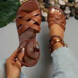 Lina – Klassische Kreuzriemen-Sandalen mit Fersenriemen – Braun