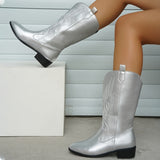 Lisbeth | Damen Cowboystiefel Weite Wade Western Boots – Silbergrau