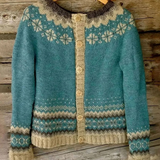Liya | Damen Strickjacke mit Muster und Knöpfen – Blau