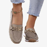 Loafers Damen mit Kettendetail – Grau
