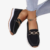 Loafers Damen mit Kettendetail – Schwarz