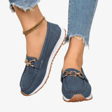 Loafers Damen mit Kettendetail – Hellblau