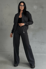 Lounge-Set Damen Zweiteilig Weites Bein – Schwarz