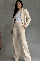 Lounge-Set Damen Zweiteilig Weites Bein – Beige