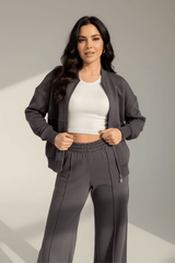 Lounge-Set Damen Zweiteilig Weites Bein – Dunkelgrau