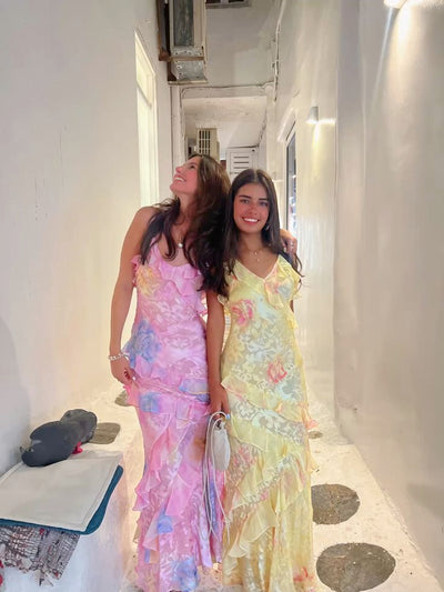 Latonya - Licht Kleid Mit Rüschen