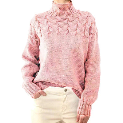 Hochgeschlossener Pullover aus Zopfstrick für Frauen