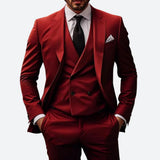 Dreiteiliger Herrenanzug – Luxuriöser, eleganter und maßgeschneiderter Stil für formelle Anlässe – Rot