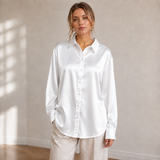 Luisa | Damen Klassische Langarm Bluse – Weiß