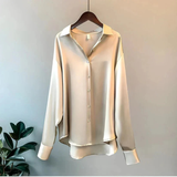 Luisa | Damen Klassische Langarm Bluse – Beige