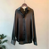 Luisa | Damen Klassische Langarm Bluse – Schwarz