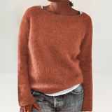 Lunara | Damen Strickpullover Rundhals Langarm – Orange
