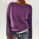 Lunara | Damen Strickpullover Rundhals Langarm – Lila