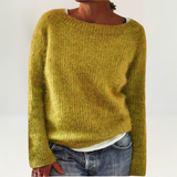 Lunara | Damen Strickpullover Rundhals Langarm – Gelb