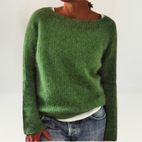 Lunara | Damen Strickpullover Rundhals Langarm – Grün