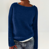 Lunara | Damen Strickpullover Rundhals Langarm – Blau