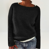 Lunara | Damen Strickpullover Rundhals Langarm – Schwarz