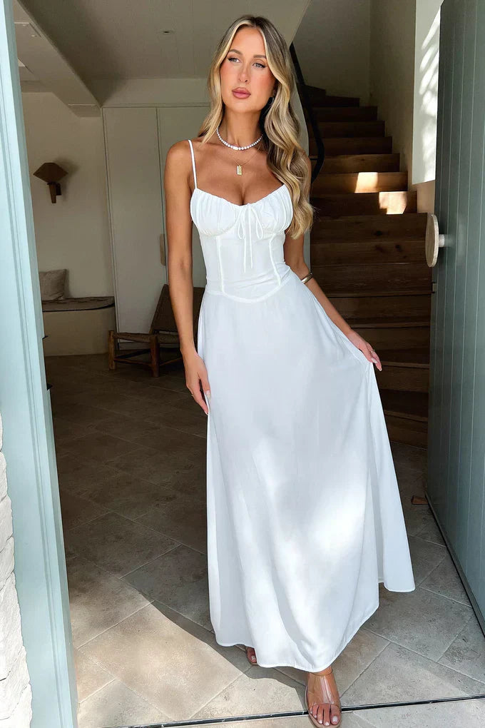 Damen Spaghetti-Träger Sommer Hochzeit Gast Kleid | Maxi