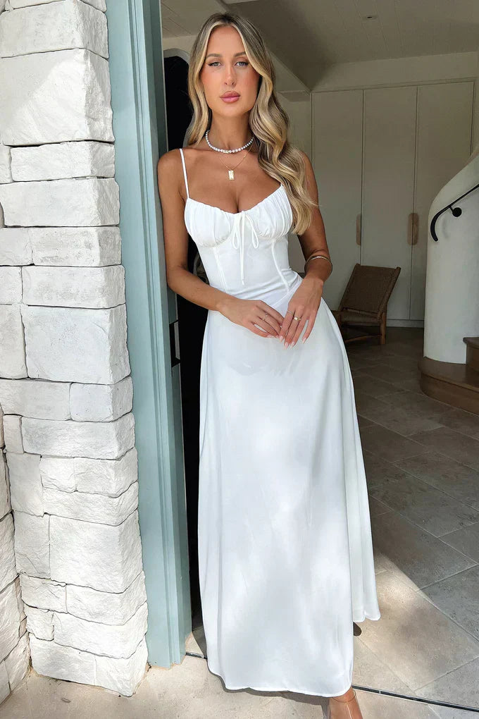 Damen Spaghetti-Träger Sommer Hochzeit Gast Kleid | Maxi