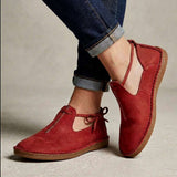 Delaina - Vintage Leder-Schnürer – Rot