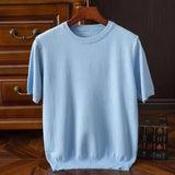 Leon | Giovanni Kaschmir Tee in stilvoller Passform – Himmelblau