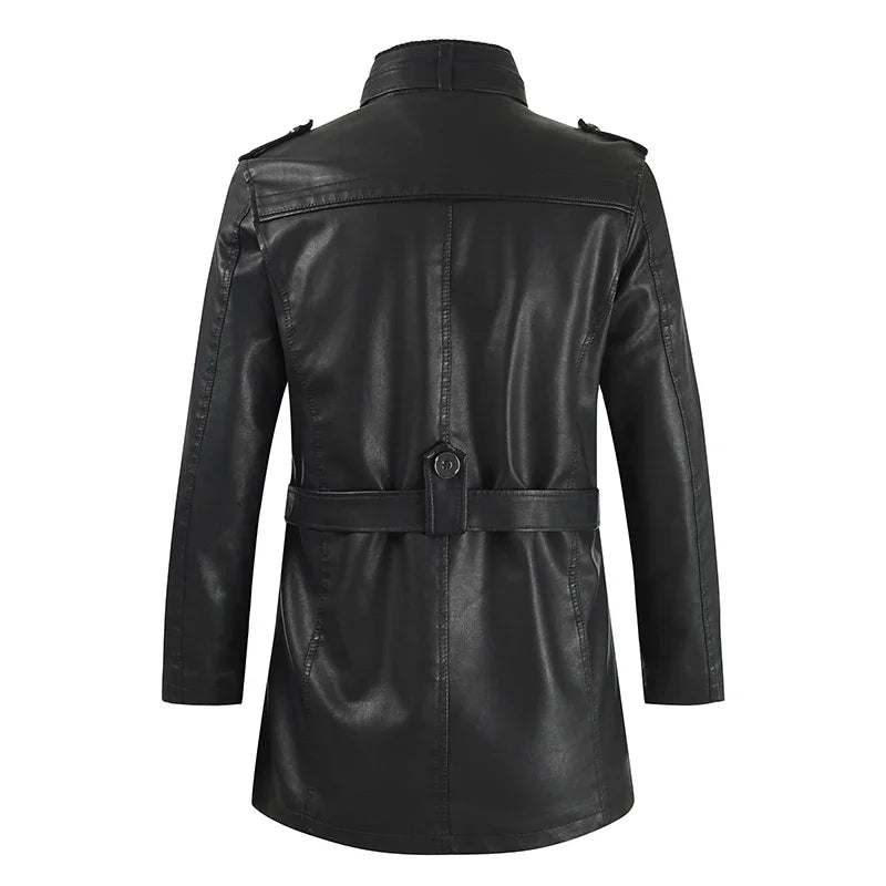 Paulin® | Elegante lange Motorradlederjacke