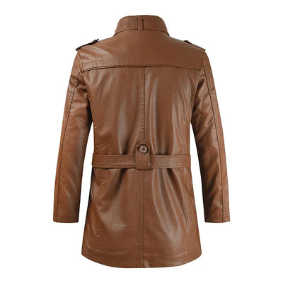 Paulin® | Elegante lange Motorradlederjacke