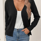 Malmke | Damen Strickjacke V-Ausschnitt Grün – Schwarz