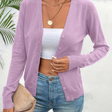 Malmke | Damen Strickjacke V-Ausschnitt Grün – Helllila