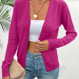 Malmke | Damen Strickjacke V-Ausschnitt Grün – Rosa-Rot