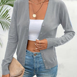 Malmke | Damen Strickjacke V-Ausschnitt Grün – Grau