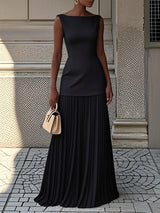 Malwina | Damen Elegantes Maxi Kleid – Fließendes Sommerkleid Hochzeit & Abend 2026 – Schwarz