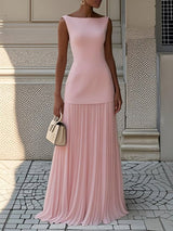 Malwina | Damen Elegantes Maxi Kleid – Fließendes Sommerkleid Hochzeit & Abend 2026 – Rosa