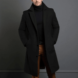Mantel Herren Lang Slim Fit – Schwarz