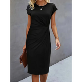 Maret | Damen Figurbetontes Gerafftes Midikleid – Schwarz